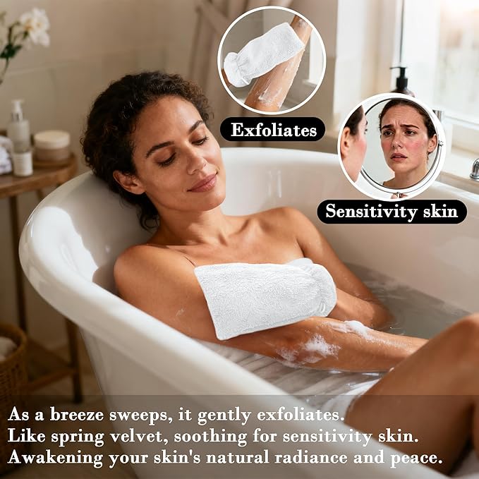 VOOVA & MOVAS 6Pack Bath Mitts for Shower, 8.3x6.3 Inch, 100% Cotton Soft - Image 5