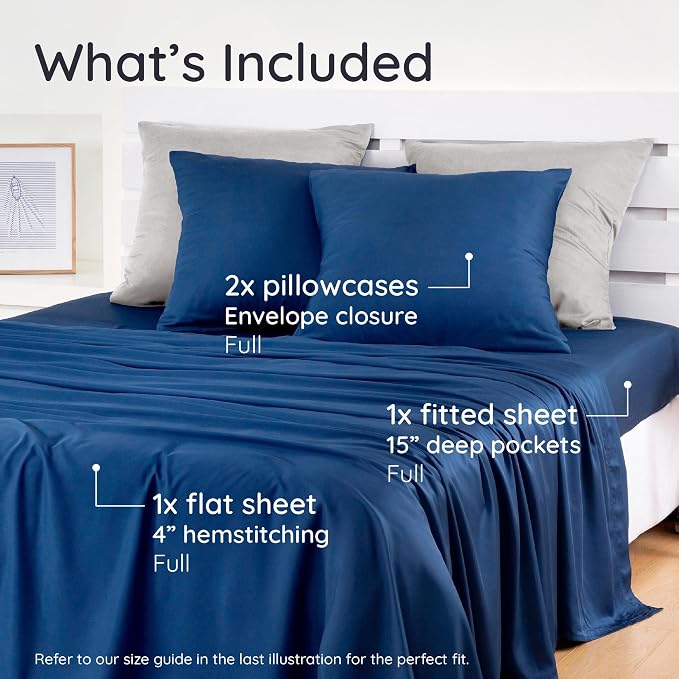 Bambaw 4 PCS - Full 100% Viscose Derived from Bamboo Cooling Sheet Set - Image 2