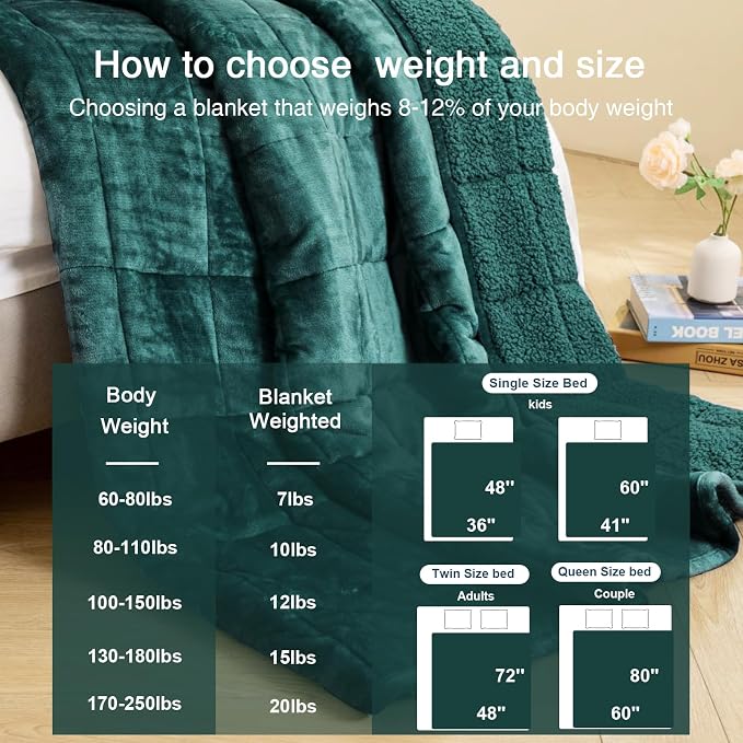 Aemicion Plush Sherpa Weighted Blanket Queen Size 15lbs - Image 7