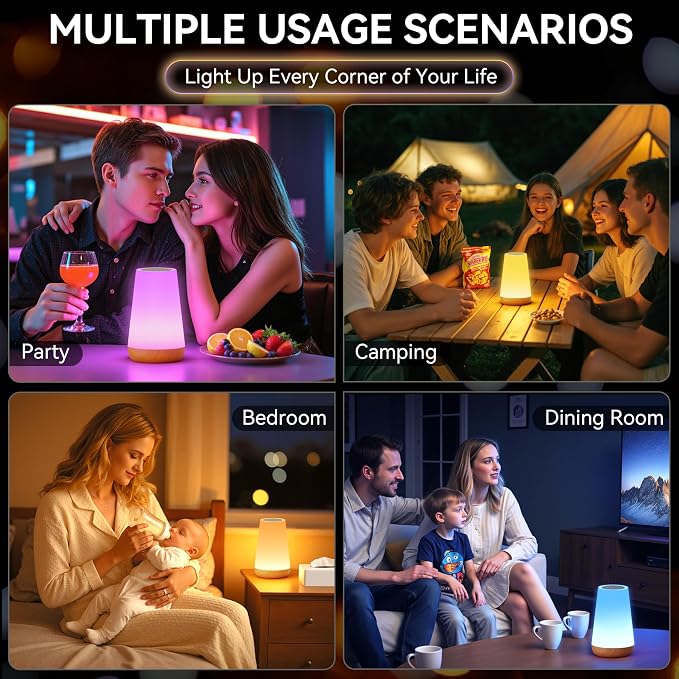 Auxmir LED Night Light 2 Pack Bedside Lamp Touch and Remote Control Dimmable - Image 7