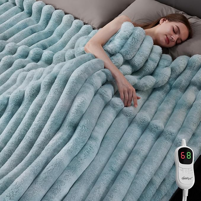 Heated Throw Blanket, Faux Fur Cozy Heating Blanket - Image 6