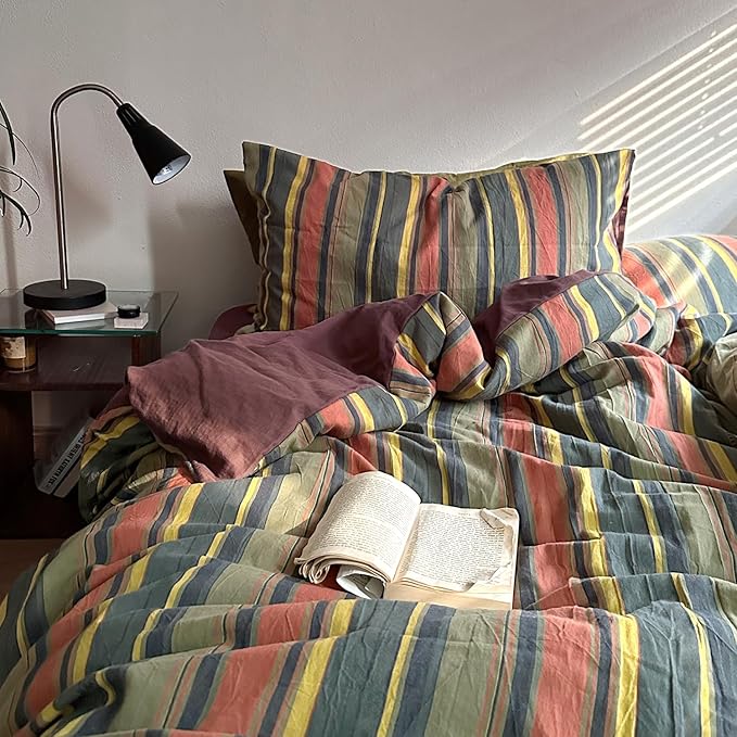 mixinni Vintage Striped Duvet Cover Set Twin XL Size - Image 2