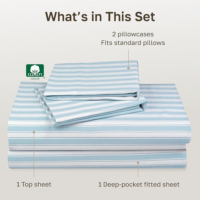 California Design Den Soft 100% Cotton Sheets Queen Size Set, 400 TC Good - Image 4
