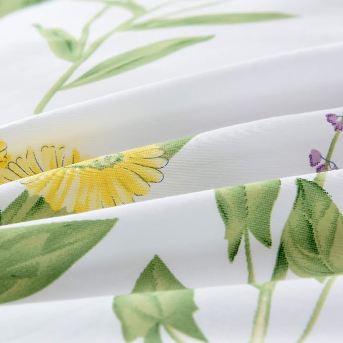FADFAY Green Leaves Duvet Cover Set Premium 100% Cotton Daisy and Lavender - Image 7