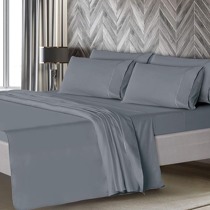 Mueller Luxury 6 PC Full Size Bed Sheets, Super Soft 1800, Deep Pocket up to - Image 3