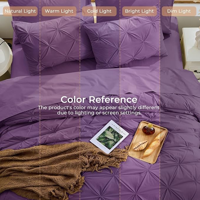 Sasttie King Size Comforter Set, 7-Piece Bed in a Bag, Pintuck Bedding Set - Image 8