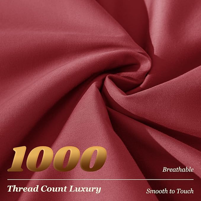 LBRO2M 1000 Thread Count 100% Egyptian Cotton Sheets Set King Size, 4 Piece - Image 3