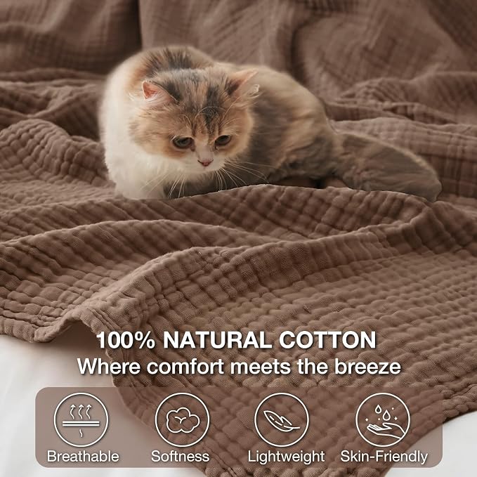 100% Cotton Muslin Blanket King 108" x 90", Breathable and Lightweight Cotton - Image 4