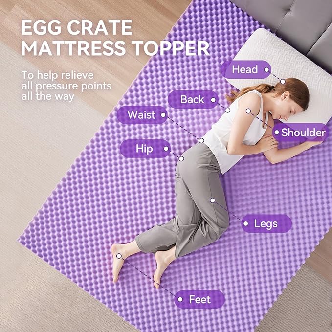 SINWEEK 3 Inch Egg Crate Memory Foam Mattress Topper Queen Size, Soft Mattress - Image 2
