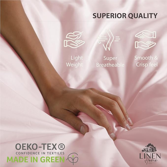 Linen Home 100% Cotton Percale Sheets Full Size, English Rose, Deep Pocket - Image 7