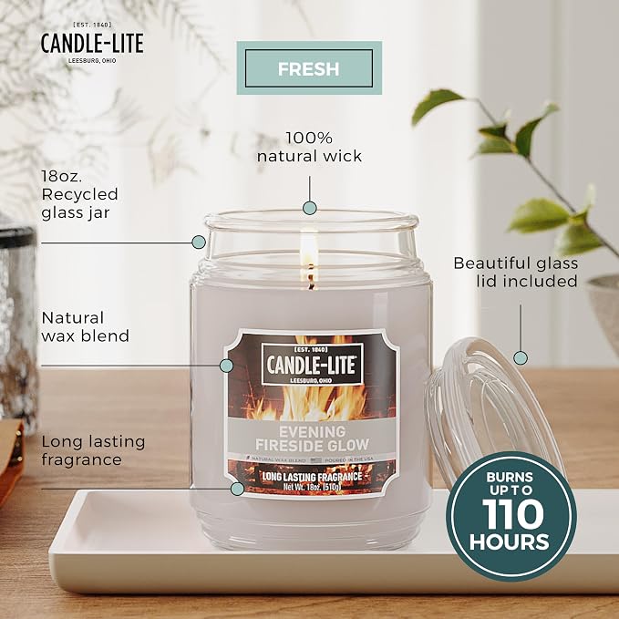 Candle-lite Fall Scented Candles, Evening Fireside Glow, 18 oz Jar, Proudly - Image 3