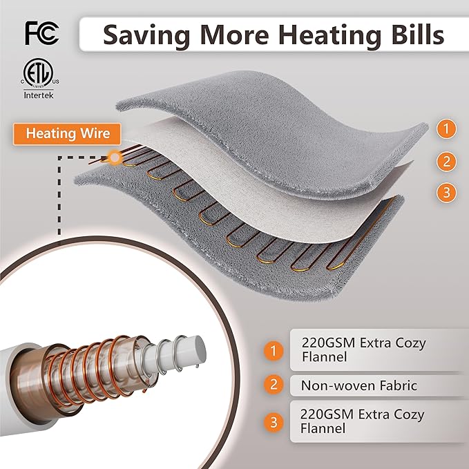 Wapaneus Heated Blanket Electric Queen Size 84"x90"-Dual Control - Image 6