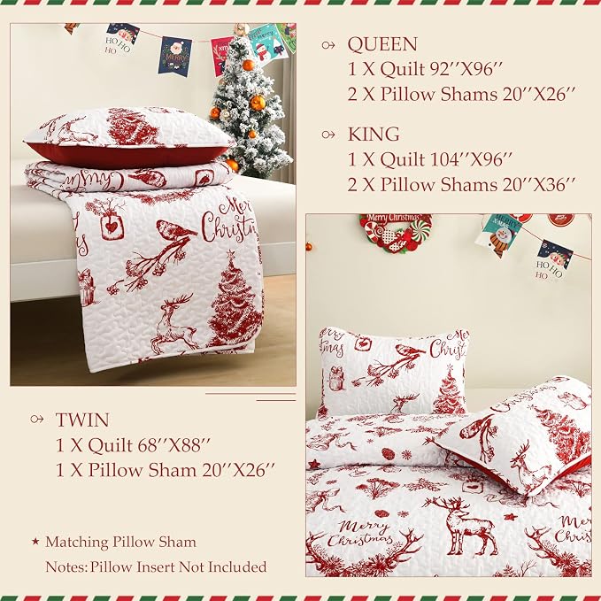 Exclusivo Mezcla Reversible Christmas Quilts Queen Size - Image 6