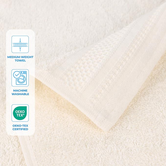 Superior Honeycomb 100% Cotton 500 GSM 12 Piece Bath Towel Set, 6 Washcloths - Image 3