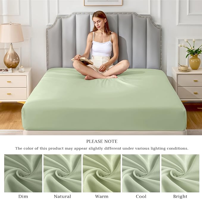 FreshCulture Pure Cotton Fitted Sheets King Size, 300 Thread Count Percale - Image 7