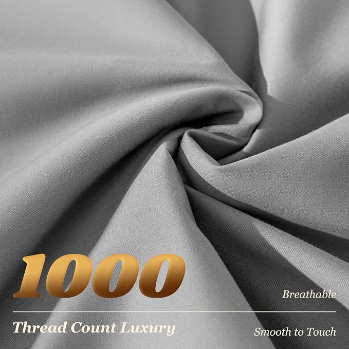 LBRO2M 100% Cotton Sheets Set Deep Pocket 19", 1000 Thread Count Queen Size 4 - Image 4