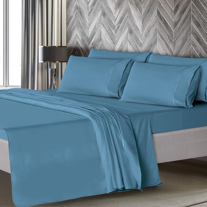 Mueller Luxury 6 PC Full Size Bed Sheets, Super Soft 1800, Deep Pocket up to - Image 3