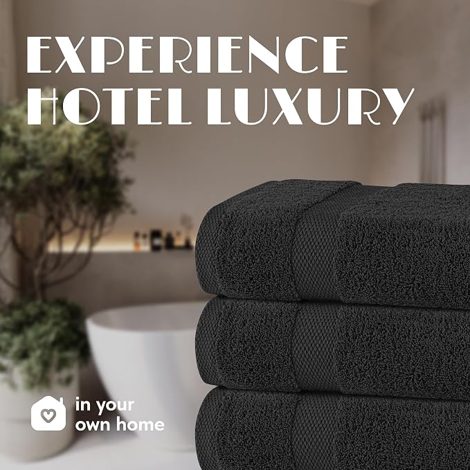 White Classic Wealuxe Black Bath Towels 24x50 Inch, Cotton Towel Set - Image 7