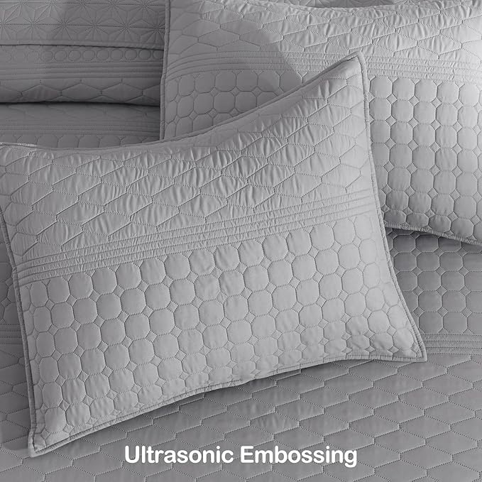 HORIMOTE HOME Grey Twin Size Quilt Set - Image 6