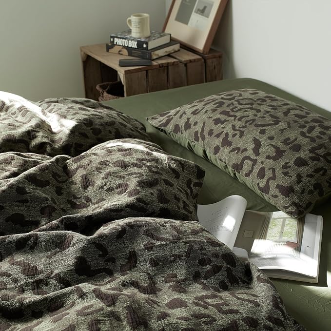 mixinni Leopard Duvet Cover Twin XL Size, Premium Yarn-Dyed Jacquard Cotton - Image 6
