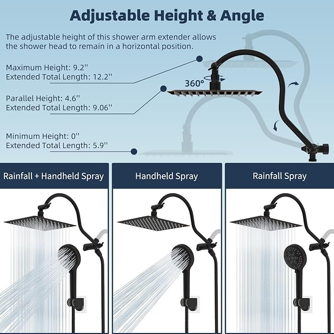 Hibbent All Metal Shower Head, Shower Holder, Oil Rubbed Bronze - Image 6