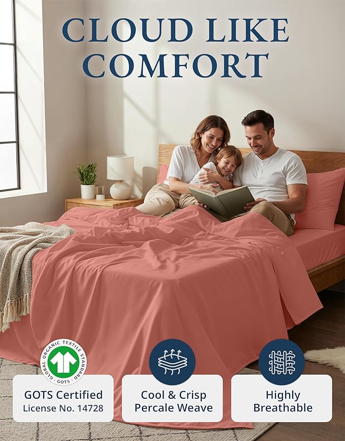 LANE LINEN 100% Organic Cotton Twin Sheet Set, Soft & Comfy Premium Bedding - Image 2