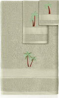 3 Pcs Summer Palm Tree Bathroom Towel Set Farmhouse Embroidered Palm Tree by Unknown