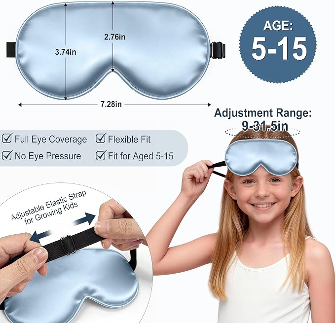 Kids Sleep Mask, Kids Eye Mask for Boys Girls, Kid Silk Eye Masks - Image 3
