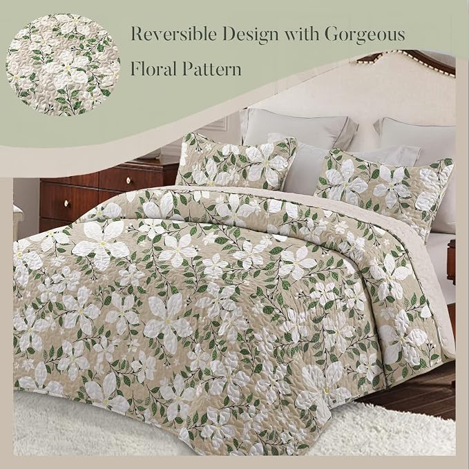 Whale Flotilla Reversible Printed Quilts Queen Size, Extra Soft Boho Floral - Image 2