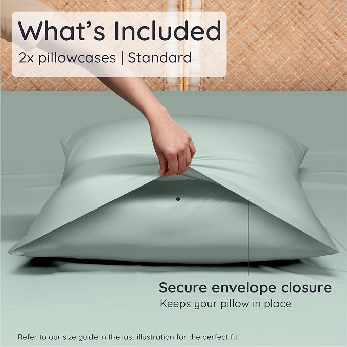 Bambaw 100% Viscose Derived from Bamboo Pillowcase Standard Size – Set of 2 - Image 2