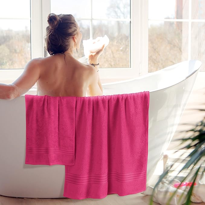 BOUTIQUO 6 Pack Cotton Towel Set, Contains 2 Bath Towels 28x55 inch, 2 Hand - Image 4