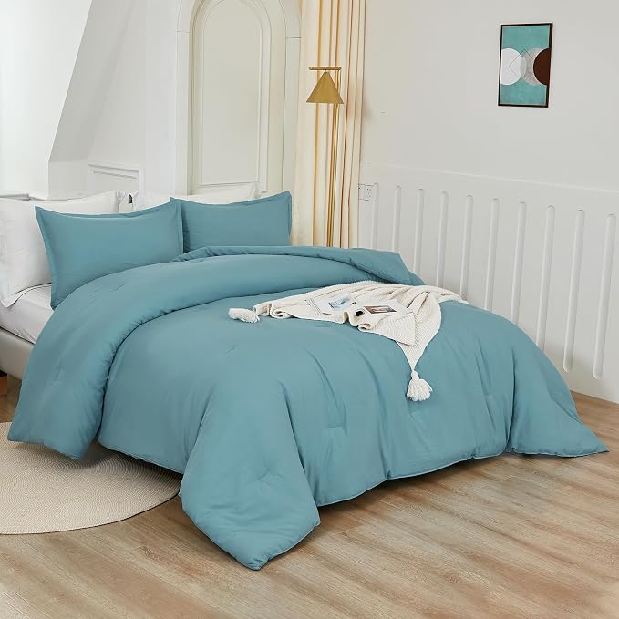 Litanika Comforters Grayish Teal Oversized Queen Size, 3 Pieces Lightweight - Image 5