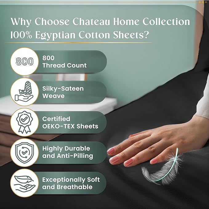 Egyptian Cotton Sheets Queen Size 800 Thread Count, 100% Cotton Queen Sheet Set - Image 3