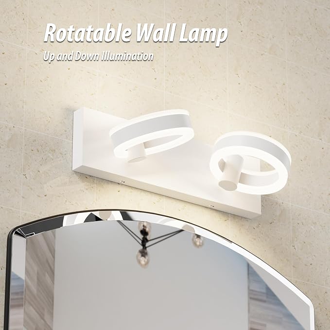 LED Bathroom Light Fixtures, 15inch White Vanity Lights, Modern 2 Light Acrylic - Image 4