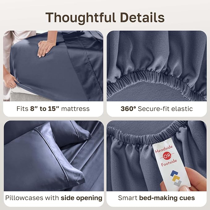 California Design Den Soft 100% Cotton Split King Bed Sheets Set, 400 TC Good - Image 6