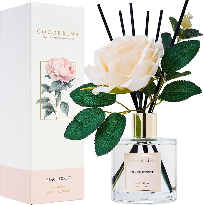 Cocorrina Reed Diffuser Set, Flower Reed Diffuser Black Forest 6.7 oz, Scented by COCORR%C3%8DNA