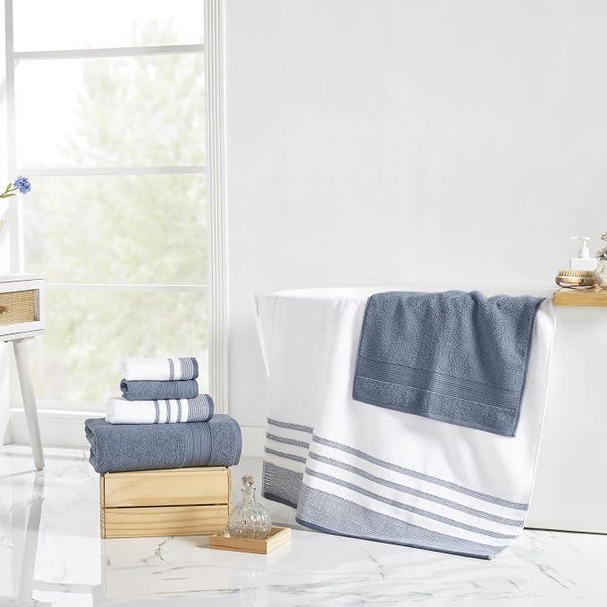 Modern Threads 6-Piece Towel Set – 100% Cotton, Quick Dry, Ultra Absorbent – - Image 4