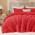 BEDELITE Fleece King Comforter Set -Super Soft & Warm Fluffy Red Bedding by BEDELITE