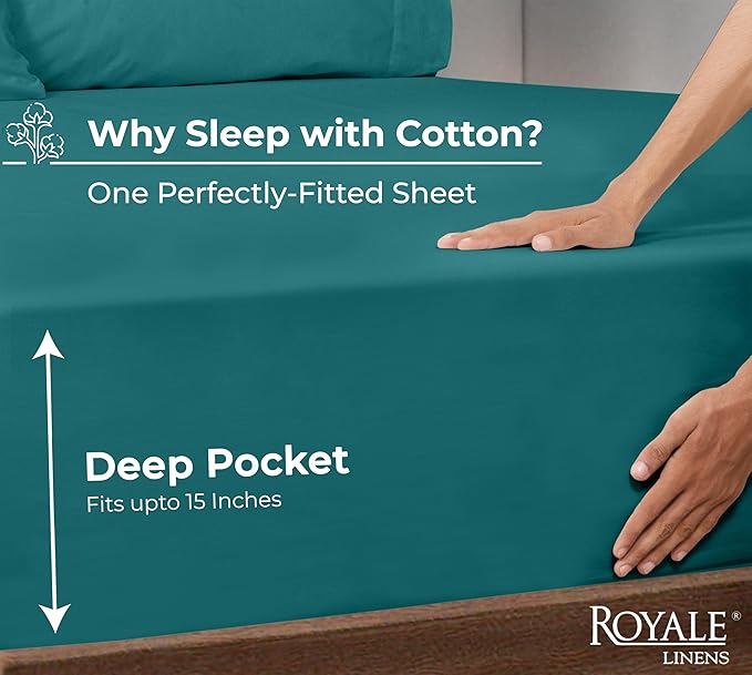 Royale Linens 100% Organic Cotton Fitted Sheet - Image 5