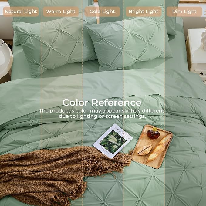 Sasttie California King Comforter Set, 7-Piece Bed in a Bag Cal King, Pintuck - Image 8