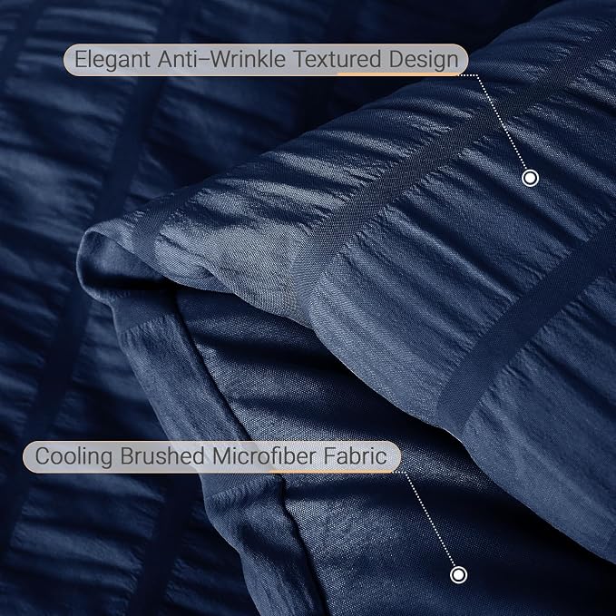 MUXHOMO 7 Pieces California King Comforter Set, Seersucker Bed in a Bag Cal - Image 6