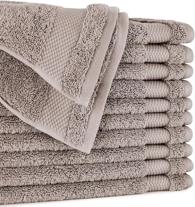 BIOWEAVES 100% Organic Cotton 700 GSM Plush Washcloths 13" x 13" GOTS Certified by BIOWEAVES