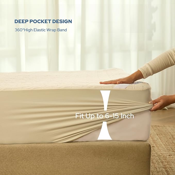 BEDLORE Waterproof Mattress Protector, Queen Size Noiseless Mattress Pad - Image 4