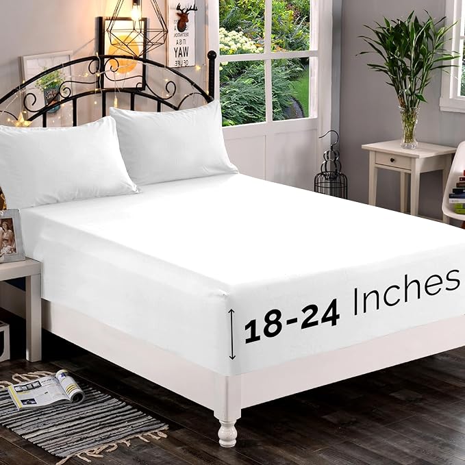 Elegant Comfort 1500 Premium Quality Fitted Sheet Ultra Soft 18-24 Inch Extra by ELEGANTCOMFORT
