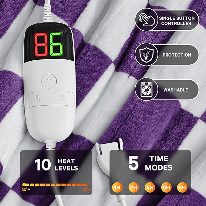 Heated Electric Blanket Throw, 50X60 Heating Blanket - Image 4