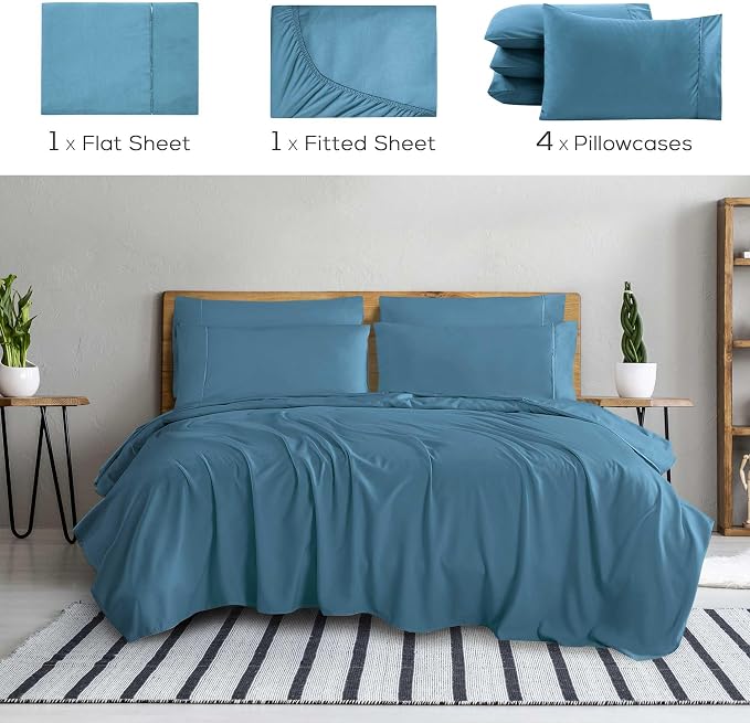 Mueller Ultratemp King Size Sheets Set, Super Soft 1800, 6 Piece, Deep Pocket - Image 2