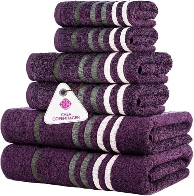CASA COPENHAGEN Exotic 6Pcs 100% Egyptian Cotton Designer Towels Gift Set- Dark by CASACOPENHAGEN