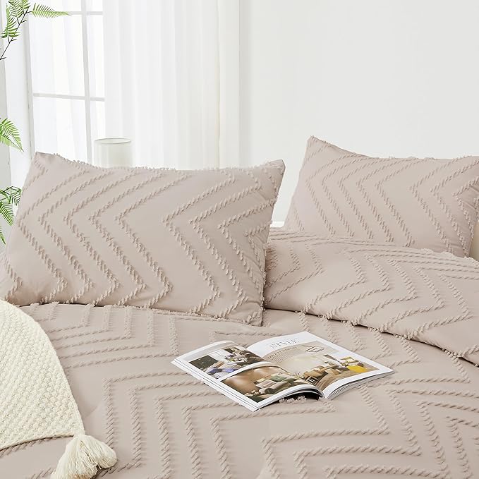Andency Linen Comforter Set Queen Size, Boho Soft Warm Tufted Bedding Comforter - Image 4