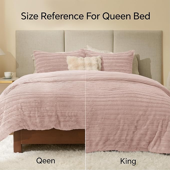 BEDELITE Fleece Queen Comforter Set -Super Soft & Warm Fluffy Pink Faux Fur - Image 5