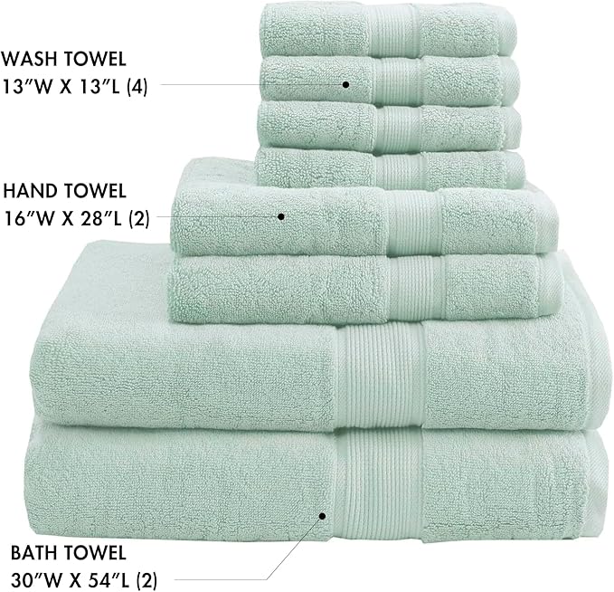 Madison Park 800GSM Bathroom Towel Set of 8 100% Cotton Bath Towel Set - Image 4